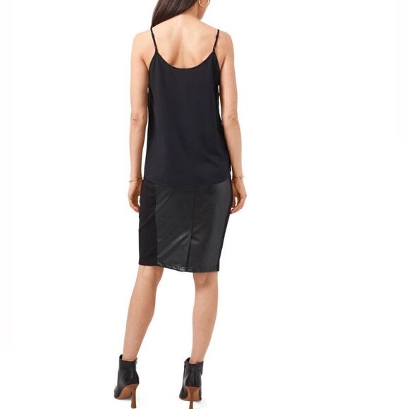 1.STATE Pieced Faux Leather & Knit Midi Skirt, Black, Size Small (4/6), NWT - Picture 3 of 6